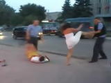 Furious Chick Beating The Police Officers While Her Boyfriend Gets Knocked Out