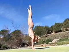 Britney Spears doing yoga outdoors in a bikini Hot Clip | xvideosearch.com