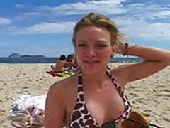 Hilary Duff on beach in Rio