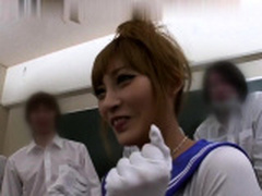 Sluty asian cheerleader in uniform giving blowjob in kitchen Full Video | xvideosearch.com