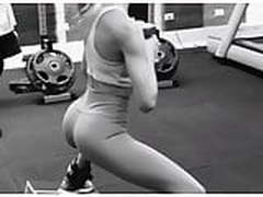 Candice Swanepoel toning her perfect body in the gym