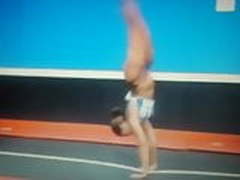 RedBone Ebony doing backflips in string blue thongs Full Video | xvideosearch.com