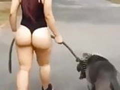 Crazy teen taking a stroll with dog and SHOWING BOOTY Hot Clip | xvideosearch.com