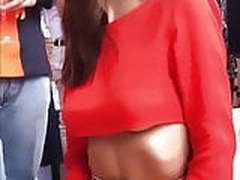 Emily Ratajkowksi in sexy red top, showing underboob Online | xvideosearch.com