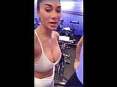 Nicole Scherzinger in gym showing big cleavage in white top Hot Clip | xvideosearch.com