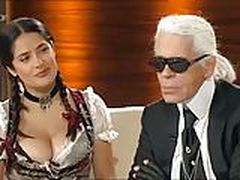 Salma Hayek flaunts Great Cleavage in a Bavarian Dress Online | xvideosearch.com