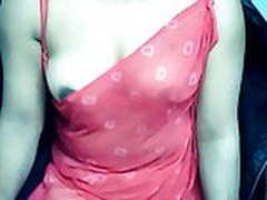 Desi young girl sleeveless saree strip