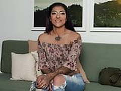 Latina girl Gina takes BBC on Casting Couch. 