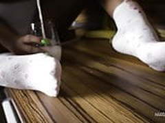 Hot teen eating banana and pouring milk all over her sexy bo Online | xvideosearch.com