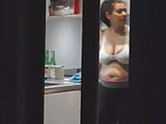 Pregnant MILF in bra