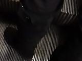 Asian dickflash on escalator 