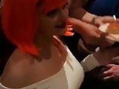 Ariel Winter in short white dress wearing an orange wig Online | xvideosearch.com