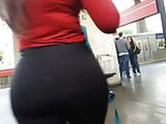 Big Ass in black leggings almost see thru candid Full Video | xvideosearch.com