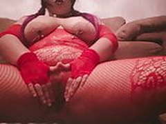 Hot brunette in red lingerie rubbing her wet pussy Hot Clip | xvideosearch.com