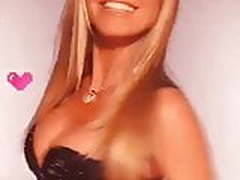 Heidi Klum close-up on her big cleavage in black outfit Hot Clip | xvideosearch.com