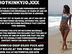 Hotkinkyjo deep dildo fuck and belly bulge at public beach Online | xvideosearch.com