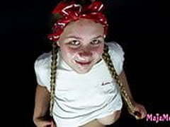 Shy chubby girl Maja Meer love sucking dick - cum on face Hot Clip | xvideosearch.com