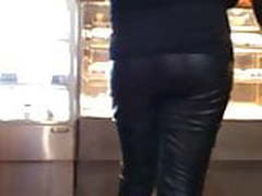 Girl in leather pants at the mall Full Video | xvideosearch.com