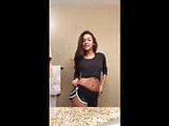 Tiny Brunette Gabby - Strips in The Bathroom Full Video | xvideosearch.com