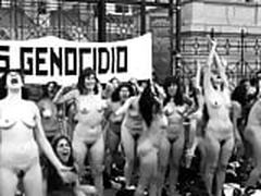 Naked women group shouting at Argentina