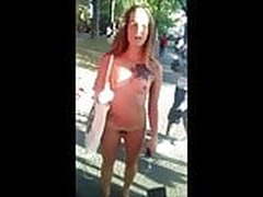Beautiful Italian girl walks naked on the street